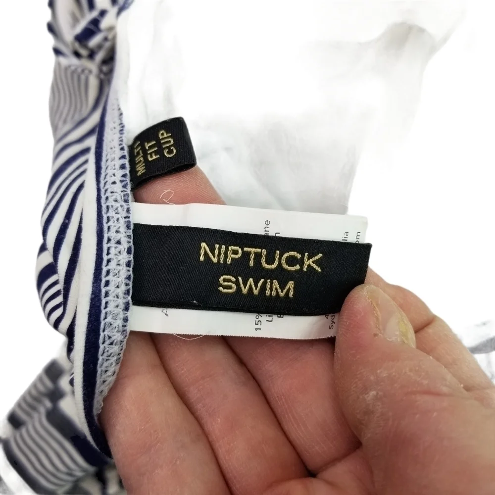 Niptuck swim blue white striped one piece 10